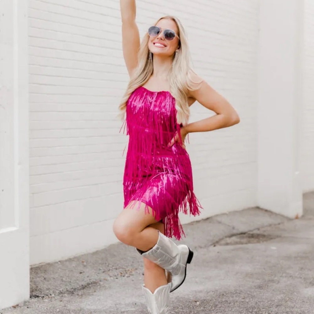 Vibrant Pink Fringe Dress